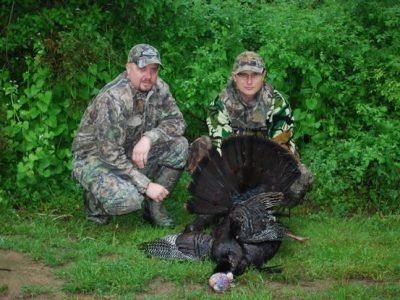 Author Steven M. Kendus and Rob Etherton with an eastern Gobbler