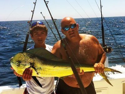 Nick and Bob Martino with a fine dolphin caught abord the Reel Naughty by Nick on July 5, 2013.